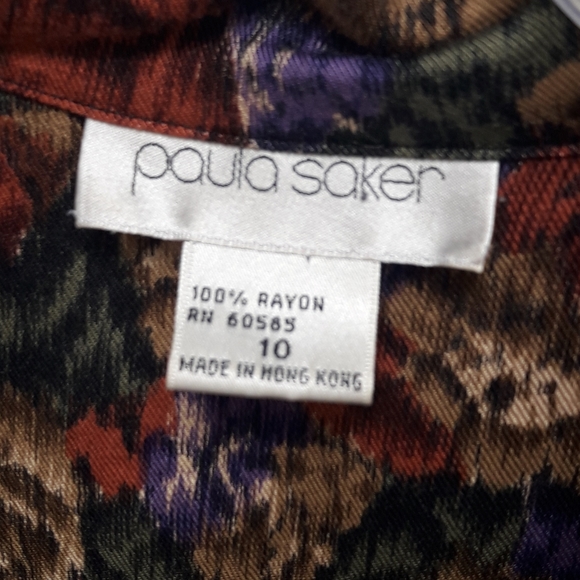 Vintage Blouse Button Down Roses Bold Print Camo - Picture 4 of 13